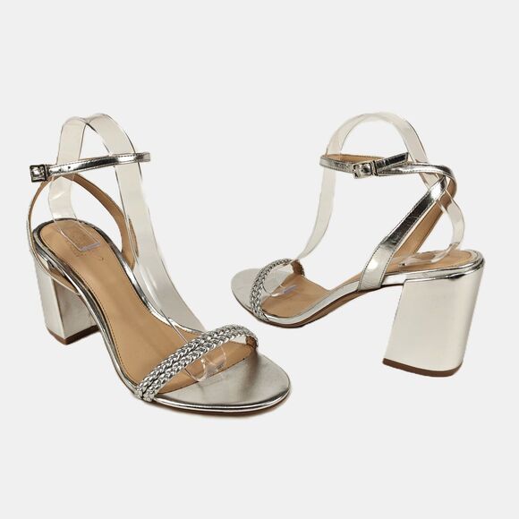 Badgley Mischka Shoes - Jewel Badgley Mischka Suri Silver Metallic Block Heel Sandal Size 10 Party Comfy